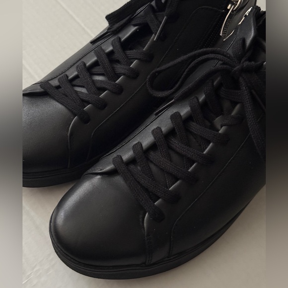 Fitflop Black Leather Rally Sneakers High Top Lace Up Side Zipper Women's Sz 10 - Picture 5 of 11